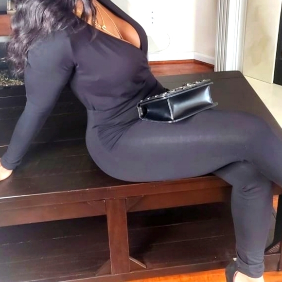 Fashion Nova Pants - Black bodycon jumpsuit